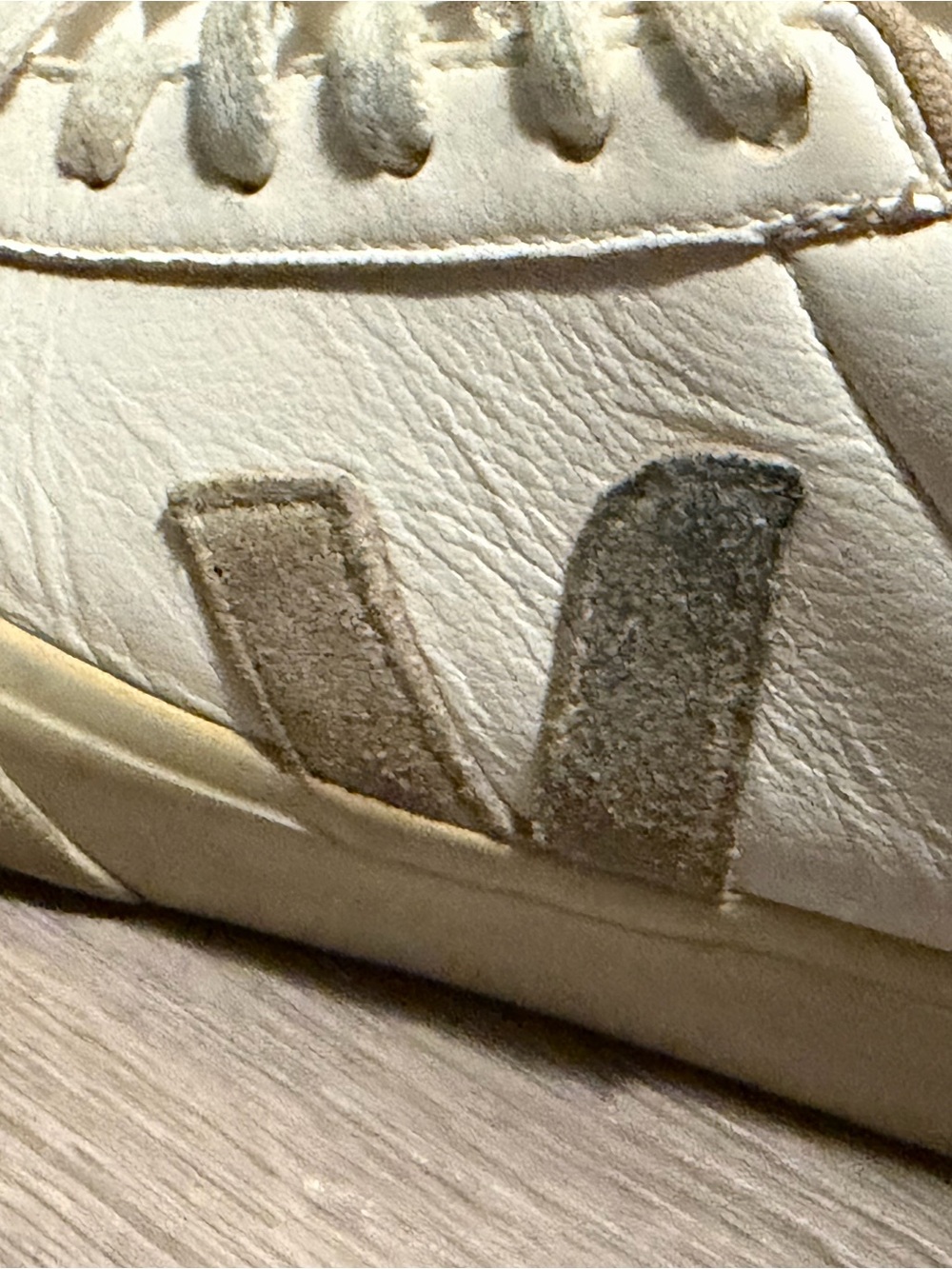 Veja Women's Cream Leather Sneakers with Taupe Suede 'V'